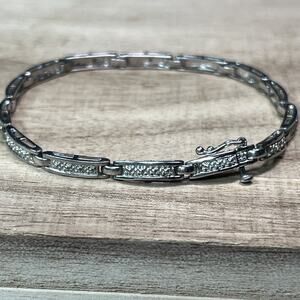 Banter Piercing Pagoda STERLING SILVER 925 Tennis Bracelet Linked Panel No Stone